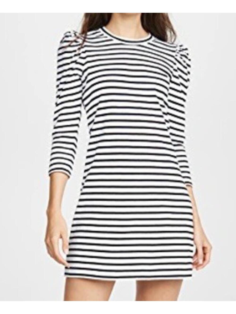 ALC black white stripe long sleeve mini dress sz L